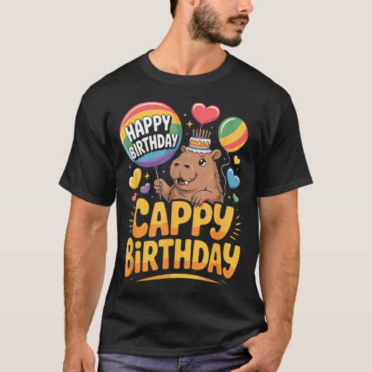 Capybara Animal Lover Fun Cappy Birthday Party Sup T-shirt (Voorkant)