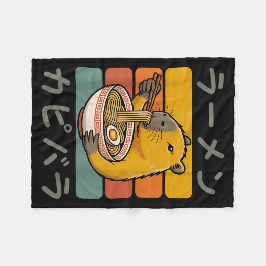 Capybara Anime Graphic Ramen Kawaii Japanese Vinta Fleece Deken (Voorkant (Horizontaal))