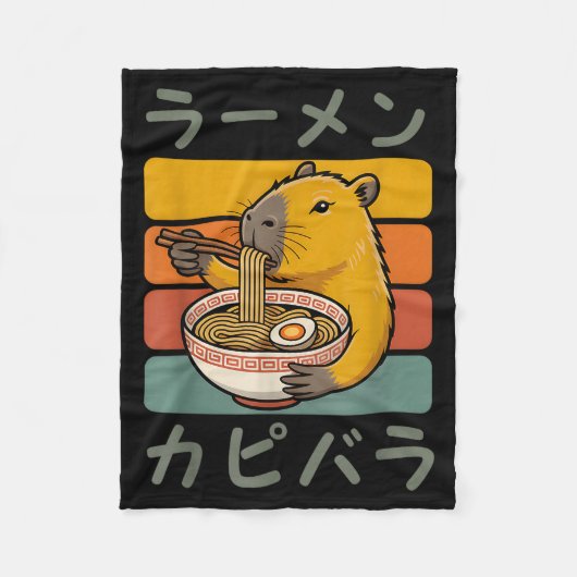 Capybara Anime Graphic Ramen Kawaii Japanese Vinta Fleece Deken (Voorkant)