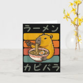 Capybara Anime Graphic Ramen Kawaii Japanese Vinta Kaart (Gele Bloem)