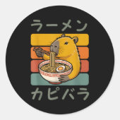 Capybara Anime Graphic Ramen Kawaii Japanese Vinta Ronde Sticker (Voorkant)