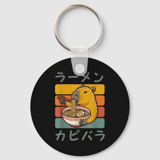 Capybara Anime Graphic Ramen Kawaii Japanese Vinta Sleutelhanger (Voorkant)