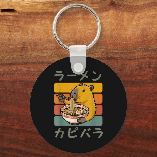 Capybara Anime Graphic Ramen Kawaii Japanese Vinta Sleutelhanger (Voorkant)