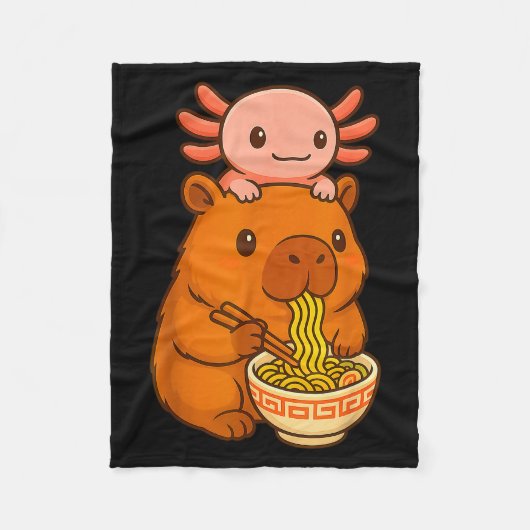 Capybara Anime Ramen Axolotl Funny Graphic Kawaii  Fleece Deken (Voorkant)