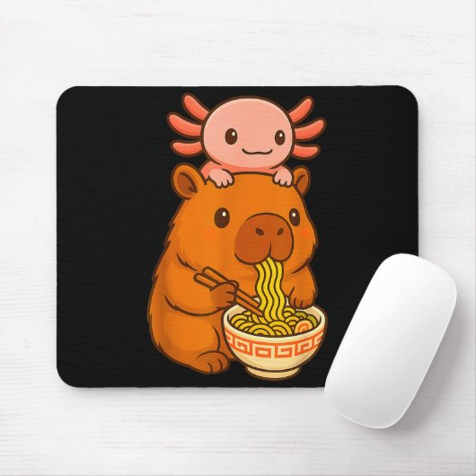Capybara Anime Ramen Axolotl Funny Graphic Kawaii Muismat (Met muis)
