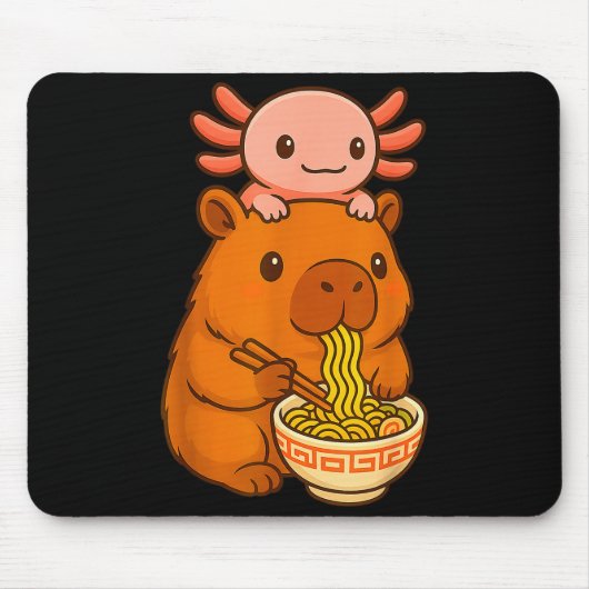 Capybara Anime Ramen Axolotl Funny Graphic Kawaii Muismat (Voorkant)