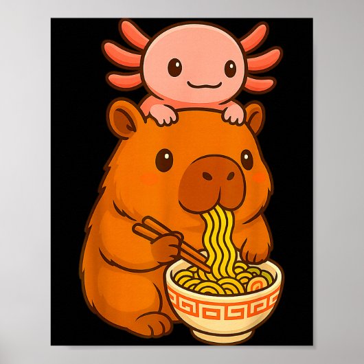 Capybara Anime Ramen Axolotl Funny Graphic Kawaii  Poster (Voorkant)