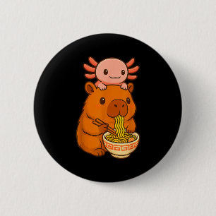 Capybara Anime Ramen Axolotl Grappige Grafische Ka Ronde Button 5,7 Cm