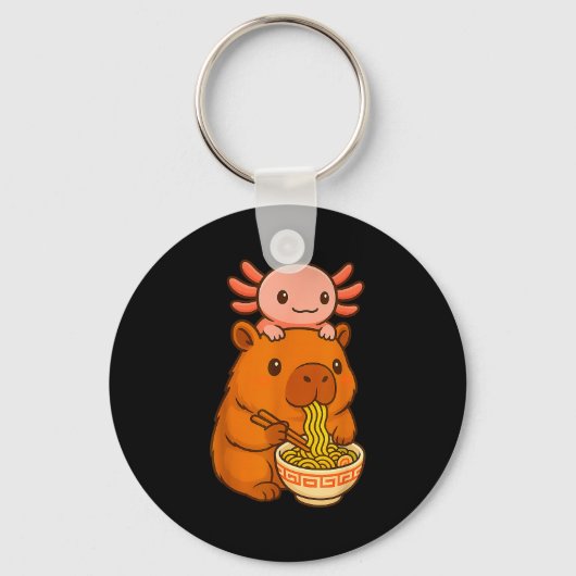 Capybara Anime Ramen Axolotl Grappige Grafische Ka Sleutelhanger (Voorkant)