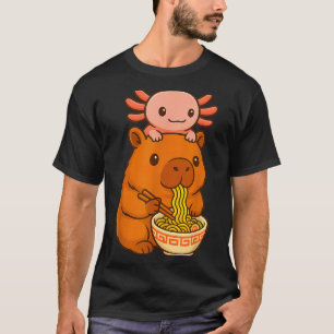 Capybara Anime Ramen Axolotl Grappige Grafische Ka T-shirt