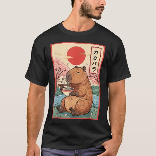 Capybara Anime Ramen Kawaii Japanese Capy T-shirt (Voorkant)