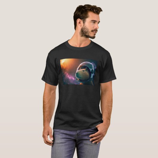 Capybara Astronaut Deep In Space Cosmic T-shirt (Voorkant volledig)