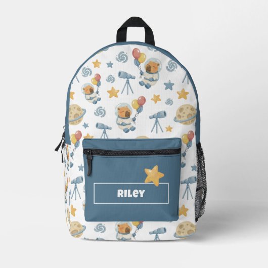 Capybara Astronaut Patroon Gedrukte Rugzak (Voorkant)