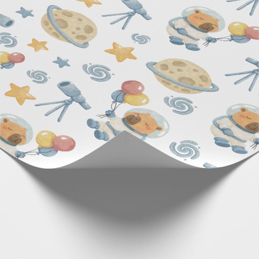 Capybara Astronaut Pattern - Papierrol inpakken Cadeaupapier (Hoek)