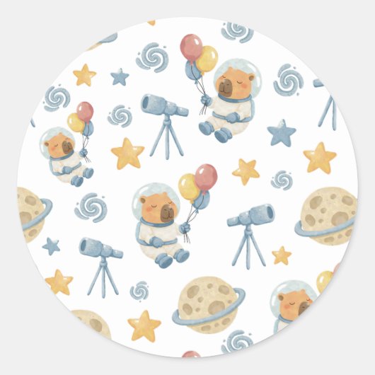 Capybara Astronaut Pattern Sticker (Voorkant)