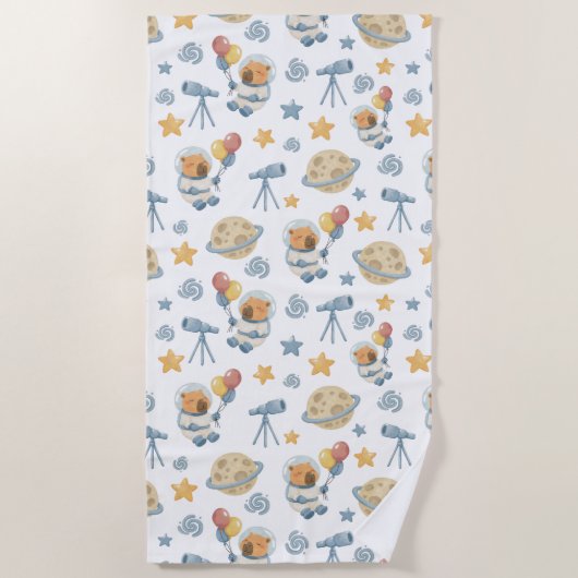 Capybara Astronaut Pattern Strandlaken (Voorkant)
