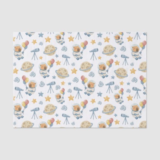 Capybara Astronaut Pattern Tissue Paper Tissuepapier (Voorkant)