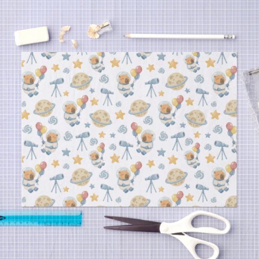 Capybara Astronaut Pattern Tissue Paper Tissuepapier (Craft)