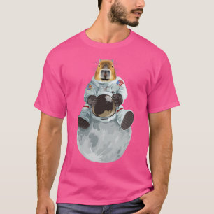 Capybara Astronaut Zittende Maan Ruimtepak Galaxy T-shirt