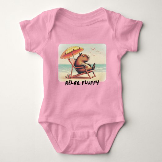 Capybara at beach says: Relax, Fluffy Romper (Voorkant)