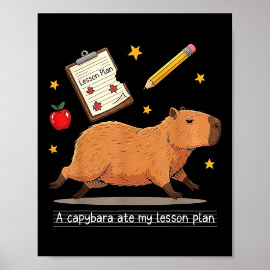 Capybara at mijn lesplan leraar student terug naar poster (Voorkant)