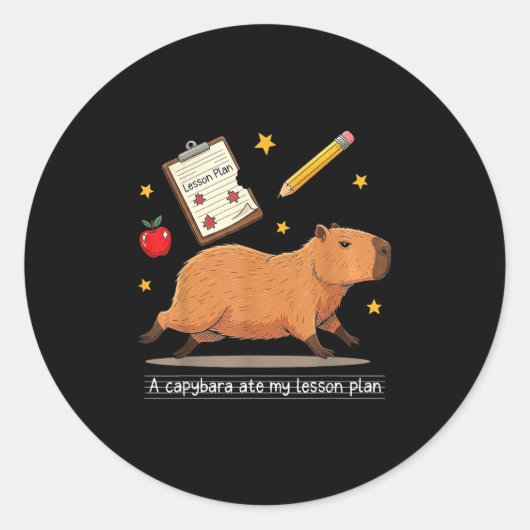 Capybara at mijn lesplan leraar student terug naar ronde sticker (Voorkant)