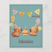 Capybara Avonturen Verjaardagsfeestje  Briefkaart (Voorkant)