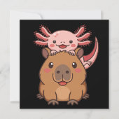 Capybara Axolotl Kawaii Animal Lover Zoo Day Kaart (Voorkant)