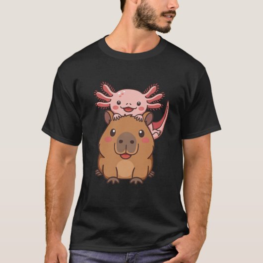 Capybara Axolotl Kawaii Animal Lover Zoo Day T-shirt (Voorkant)