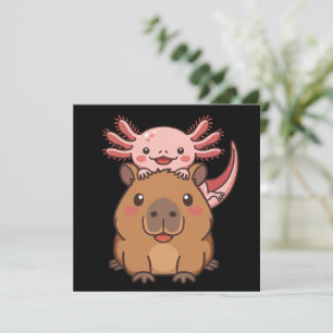 Capybara Axolotl Kawaii Dierenliefhebber Dierendag Kaart