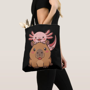 Capybara Axolotl Kawaii Dierenliefhebber Dierendag Tote Bag