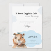 Capybara Baby Shower • Blue Bow Theme Kaart (Voorkant)