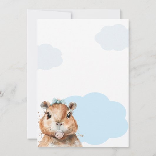 Capybara Baby Shower • Blue Bow Theme Kaart (Achterkant)