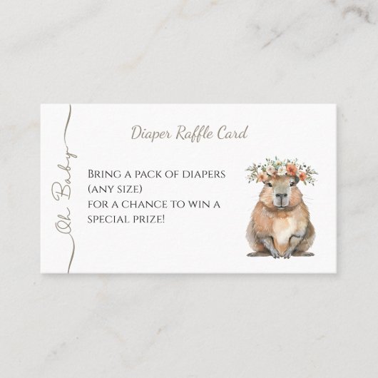 Capybara Baby Shower • Diaper Raffle Card Visitekaartje (Voorkant)