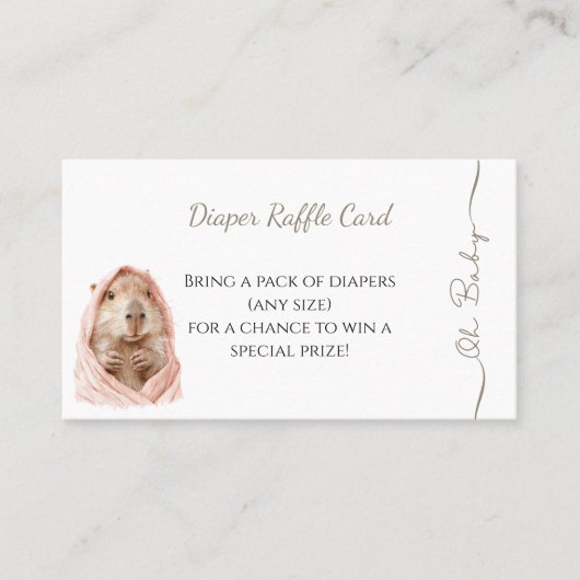 Capybara Baby Shower • Diaper Raffle Card Visitekaartje (Voorkant)