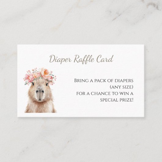 Capybara Baby Shower • Diaper Raffle Card Visitekaartje (Voorkant)