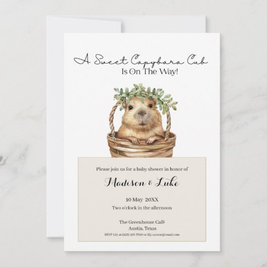Capybara Baby Shower • Eucalyptus Design Kaart (Voorkant)