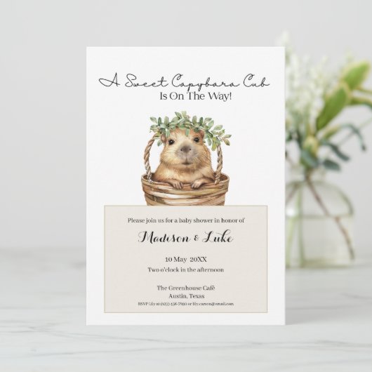 Capybara Baby Shower • Eucalyptus Design Kaart (Staand voorkant)