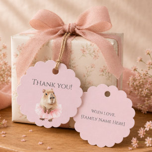 Capybara Baby Shower Favor Tag • Girl Edition Bedankjes Labels
