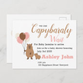 Capybara Baby Shower Honoring Invitation | card Briefkaart (Voorkant / Achterkant)