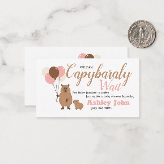Capybara Baby Shower Honoring Invitation | card Notitiekaartje (Voorkant / Achterkant in situ)