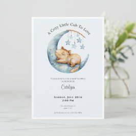 Capybara Baby Shower Invitation Cozy Moon Cub Kaart