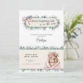 Capybara Baby Shower Invitation • Greenery Theme Save The Date (Staand voorkant)