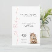 Capybara Baby Shower Invitation • Oh Baby Girl Save The Date (Staand voorkant)