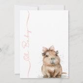 Capybara Baby Shower Invitation • Oh Baby Girl Save The Date (Achterkant)