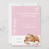 Capybara Baby Shower Invitation • Oh Baby Pink Save The Date (Voorkant)