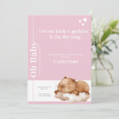 Capybara Baby Shower Invitation • Oh Baby Pink Save The Date (Staand voorkant)