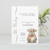 Capybara Baby Shower Invitation • Oh Baby Save The Date (Staand voorkant)