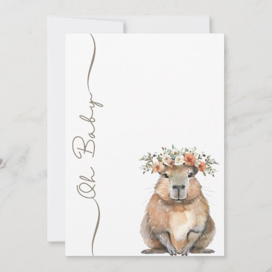 Capybara Baby Shower Invitation • Oh Baby Save The Date (Achterkant)
