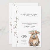 Capybara Baby Shower Invitation • Oh Baby Save The Date (Voorkant / Achterkant)